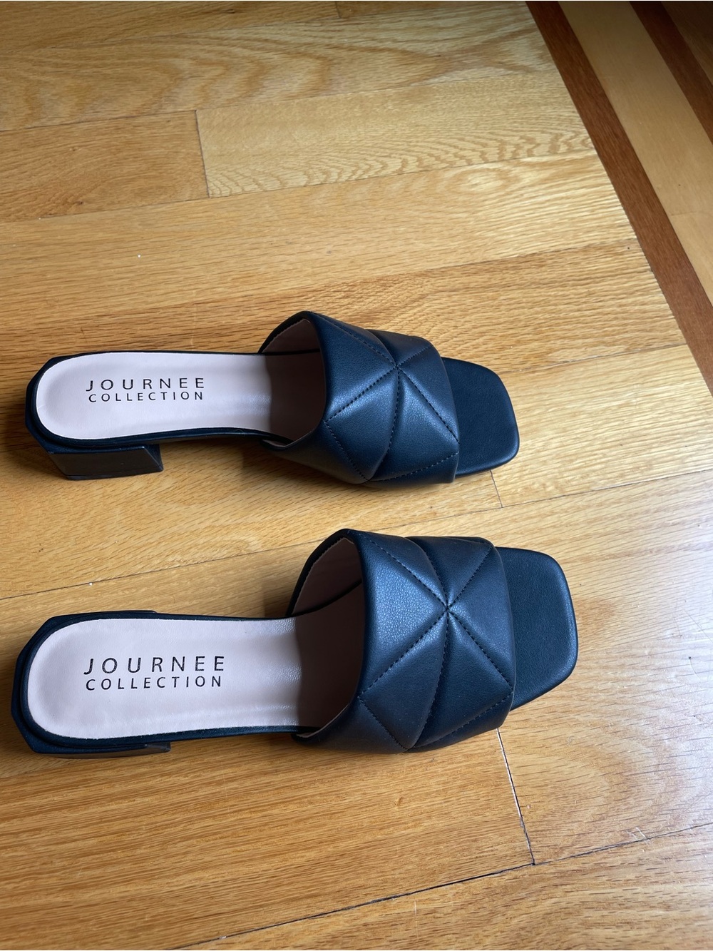 Journee Collection Black Quilted Slide Mules